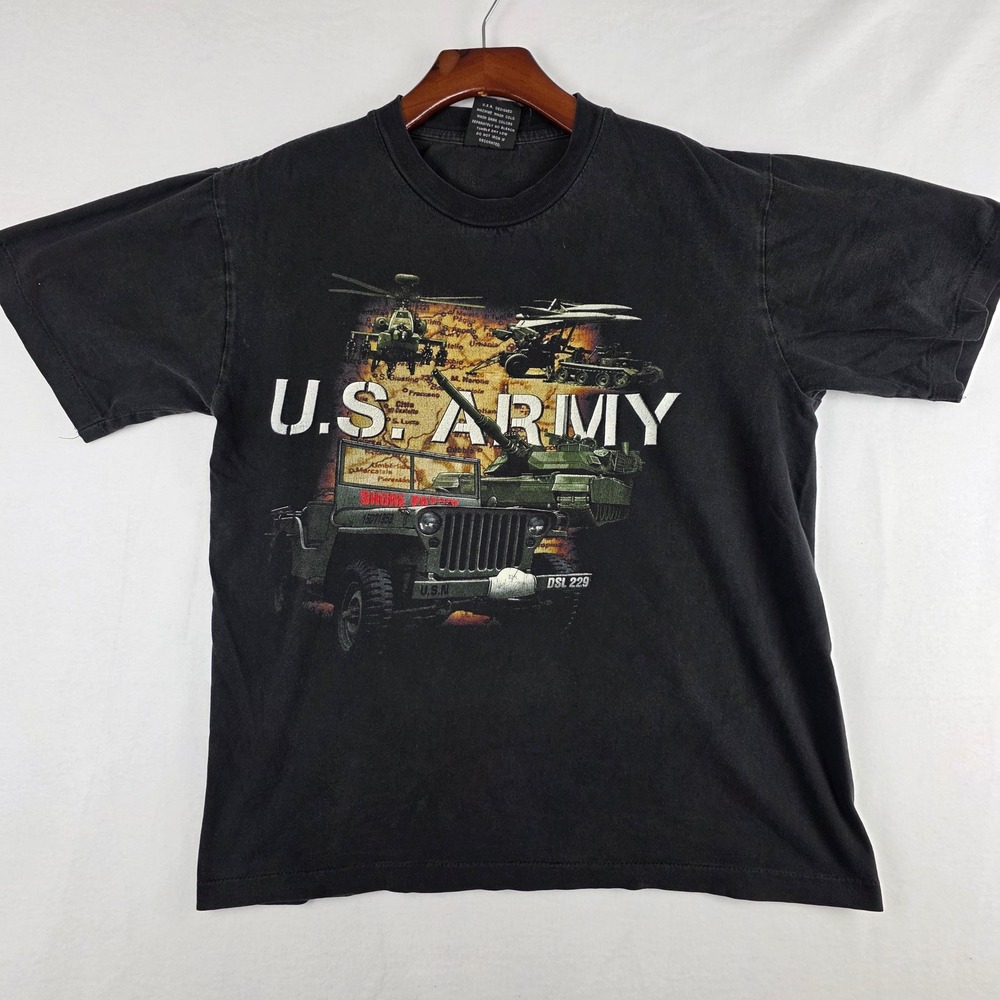 Metal Heaven US Army Graphic T-Shirt Mens Large Black Military Jeep Tank‎ Tee